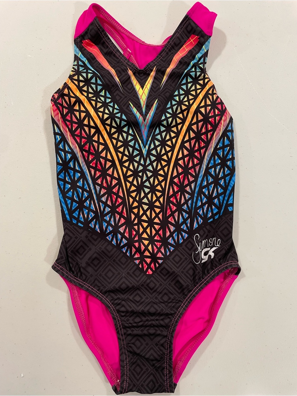 GK x Simone CM geometric stained glass leotard